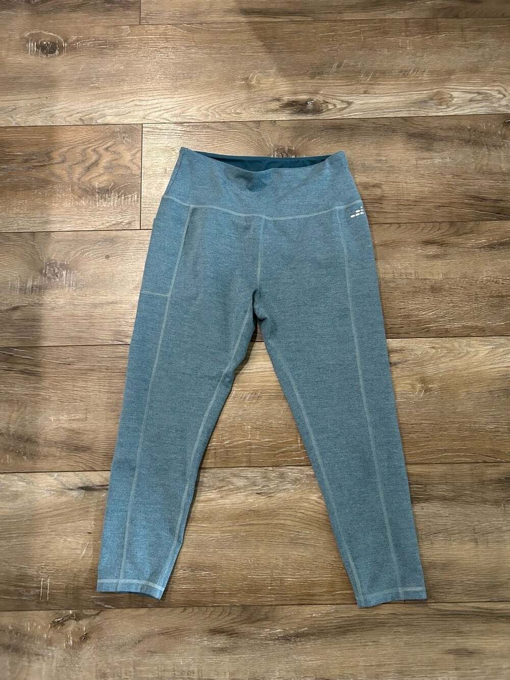 BCG Women's Heathered Blue High-Waisted Athletic Leggings with Pockets Size L
